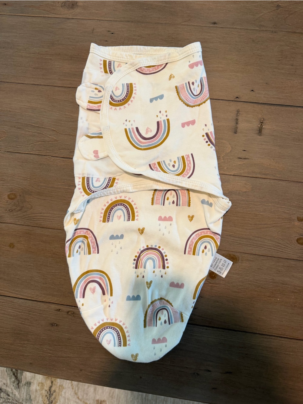 3 Baby Swaddle Wraps with Rainbow Print, Hearts & Swans